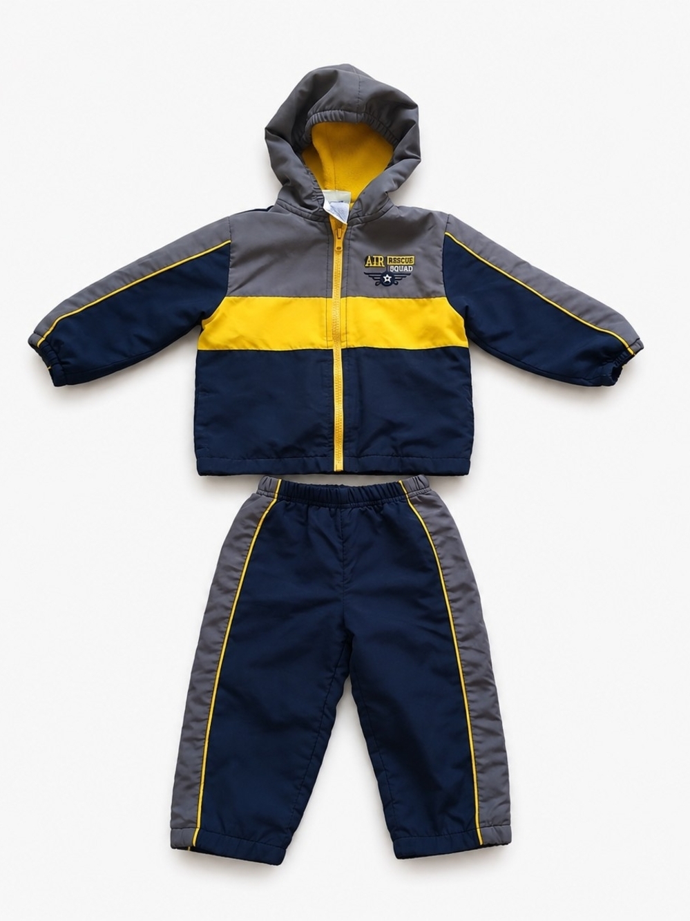 AL & Ray Boys 2-Piece Fleece-Lined Jacket & Pant Set 18 Months Navy Blue Yellow